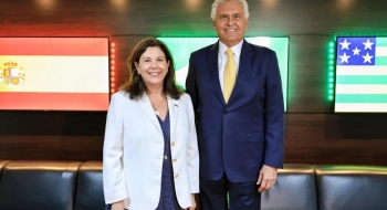 Caiado recebe embaixadora da Espanha em visita a Goiás